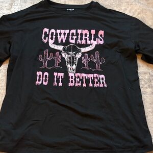 SHEIN Cowgirls Do It Better Black Tshirt